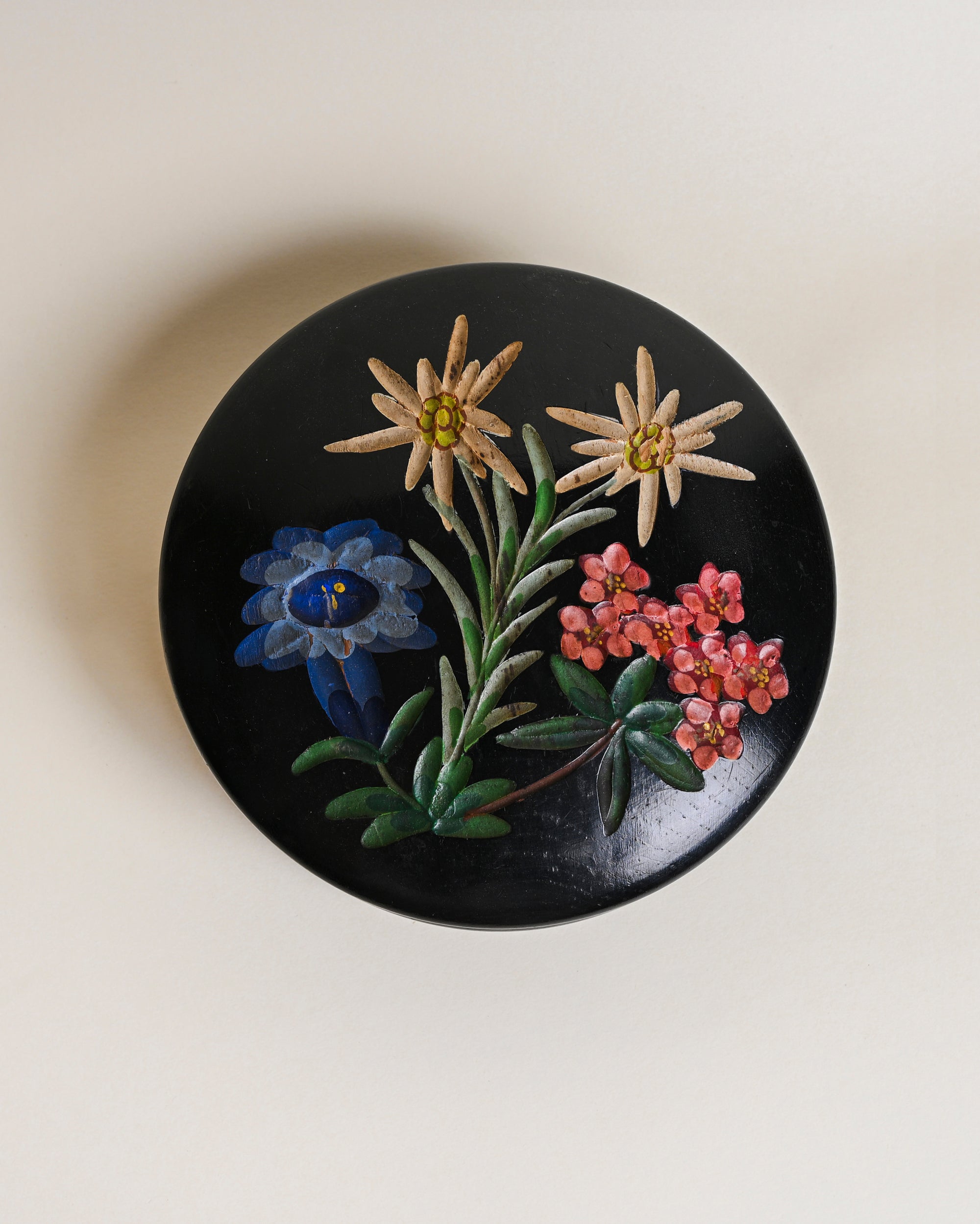 Vintage Hand Carved Flower Trinket Box