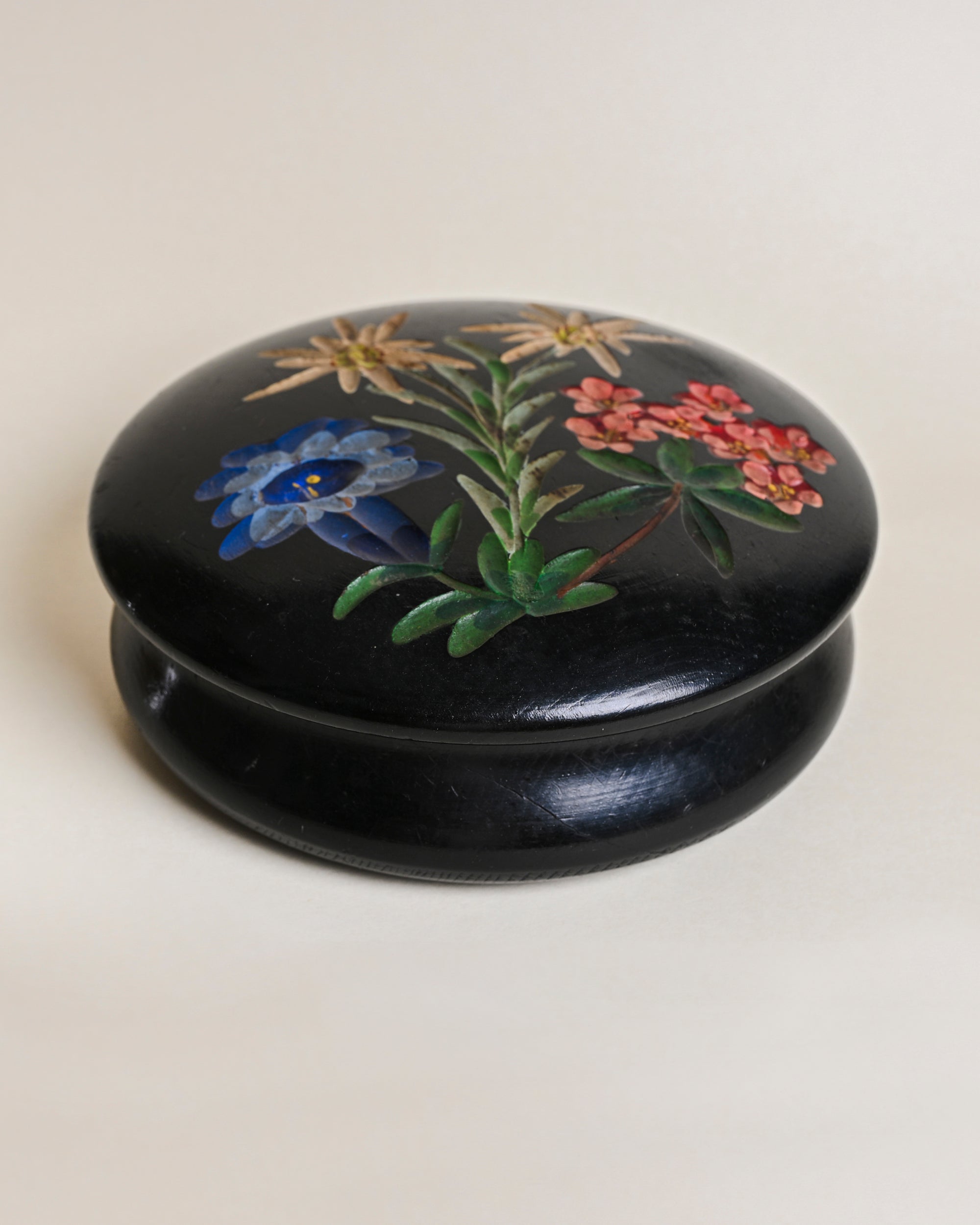 Vintage Hand Carved Flower Trinket Box