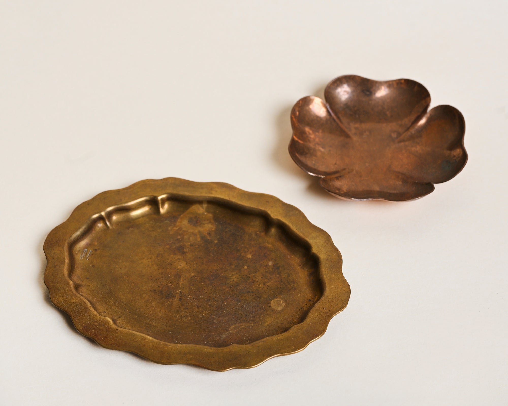 Brass & Copper Tray Set