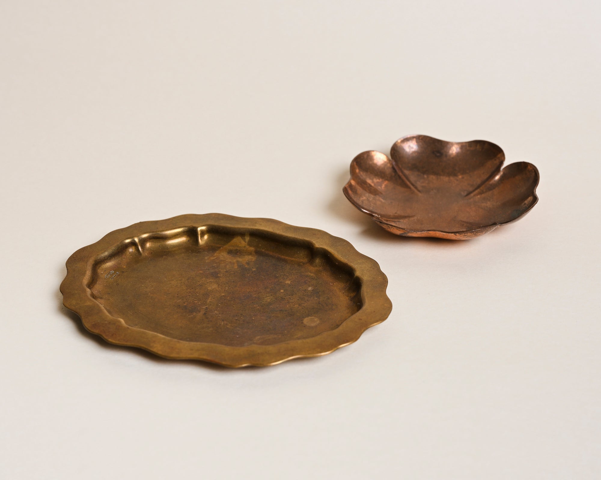 Brass & Copper Tray Set